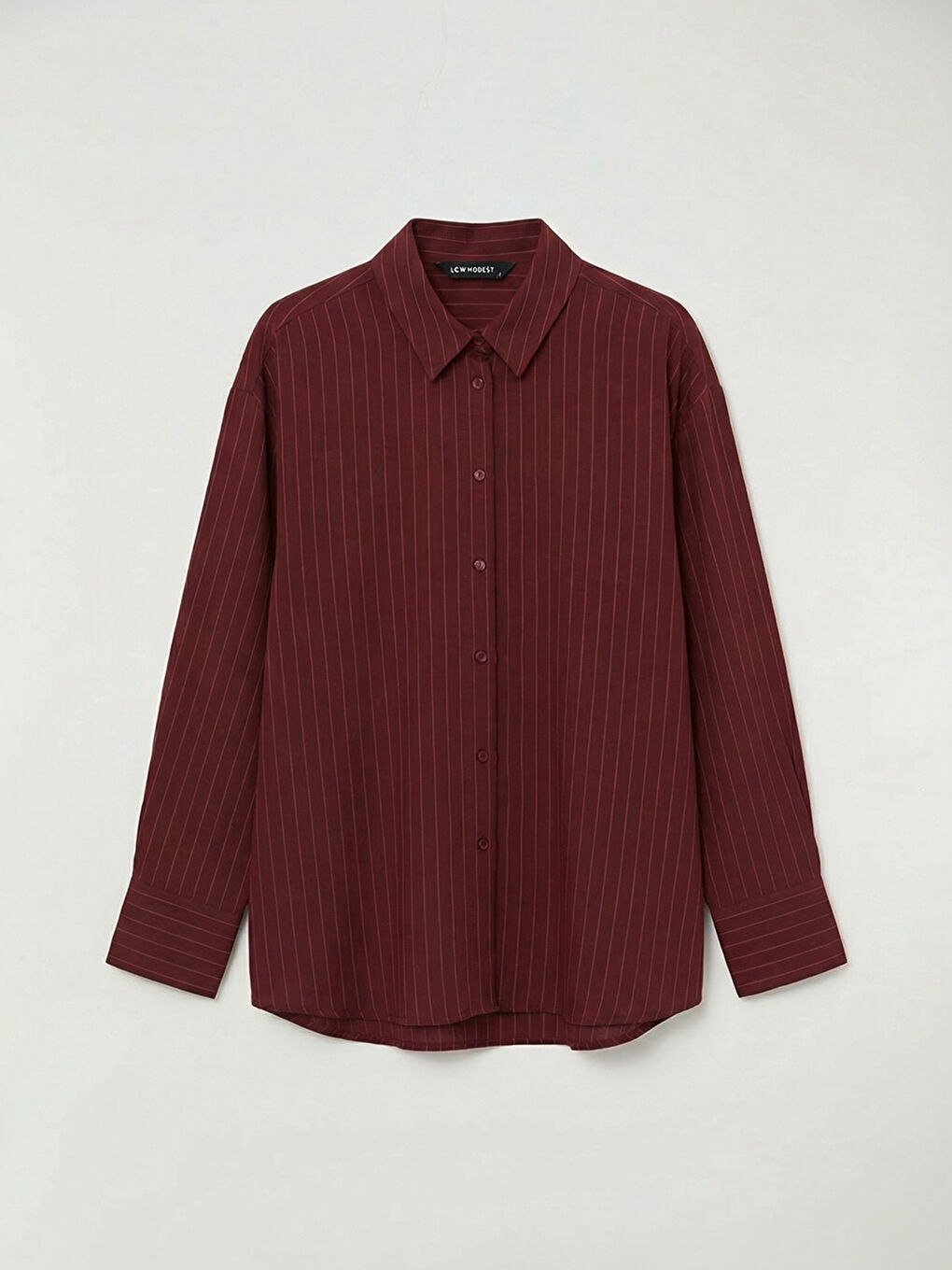 Bordo Çizgili Kadın Gömlek-4
