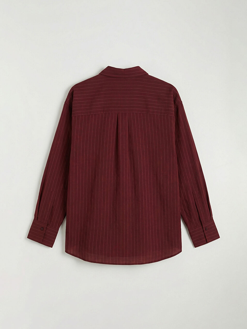 Bordo Çizgili Kadın Gömlek-5