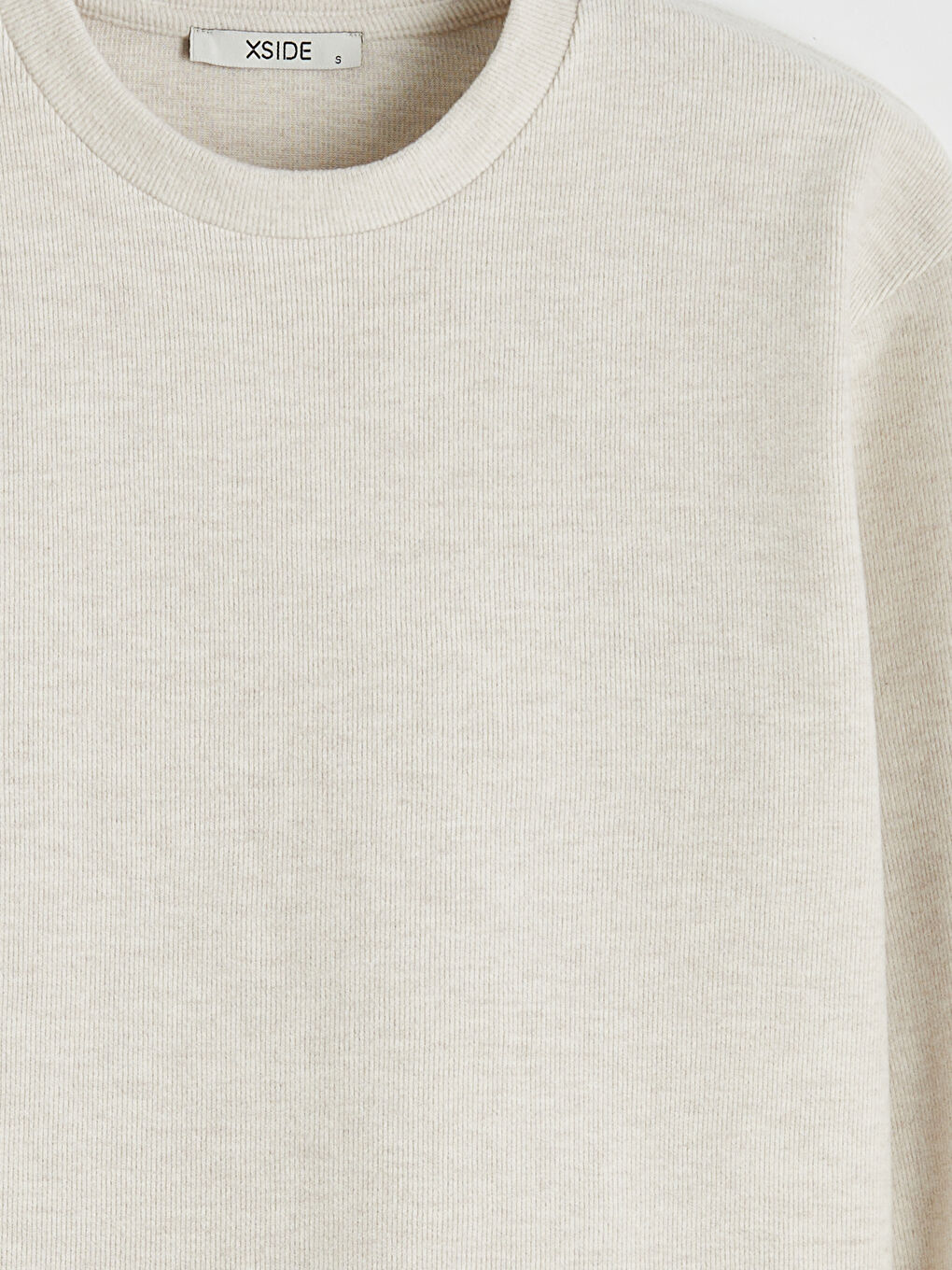 Bej Bisiklet Yaka Kadın Tişört	-5