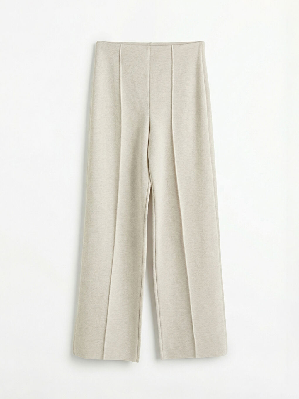 Bej Beli Lastikli Geniş Paça Kadın Pantolon