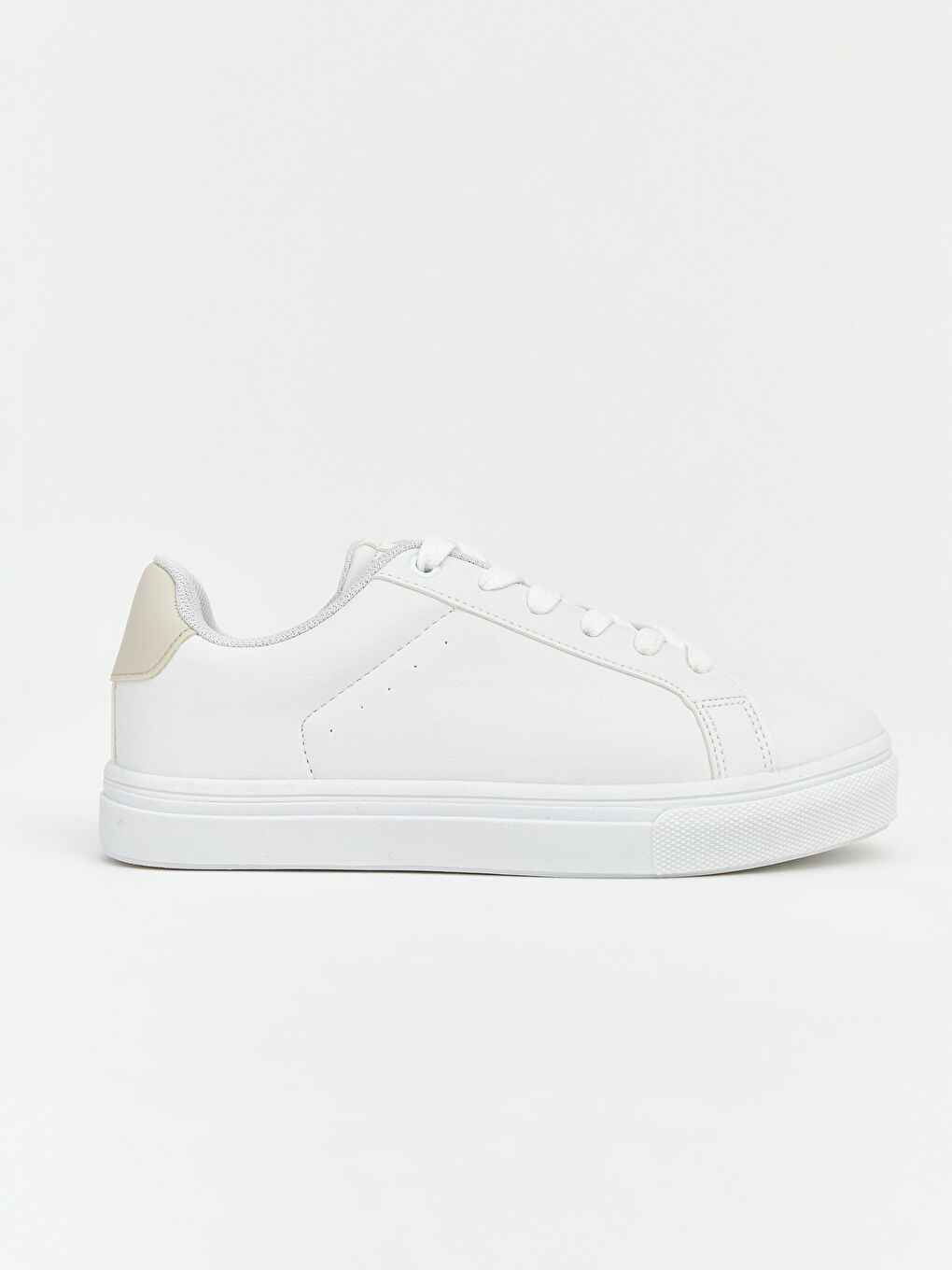 Beyaz Deri Görünümlü Kadın Spor Ayakkabı-1