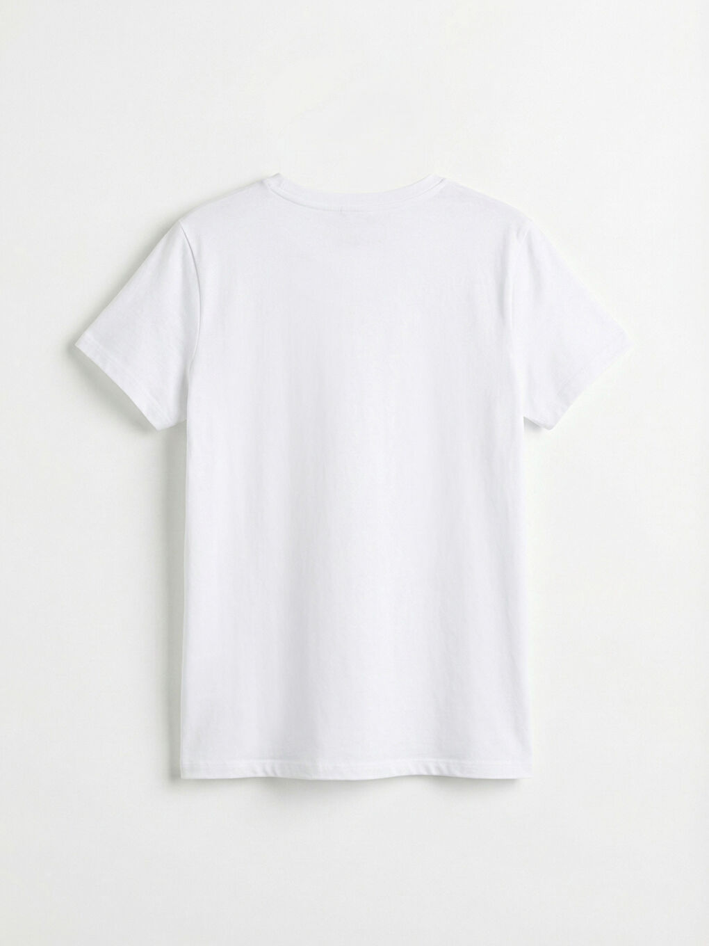 Beyaz Bisiklet Yaka Baskılı Kadın Tişört-1