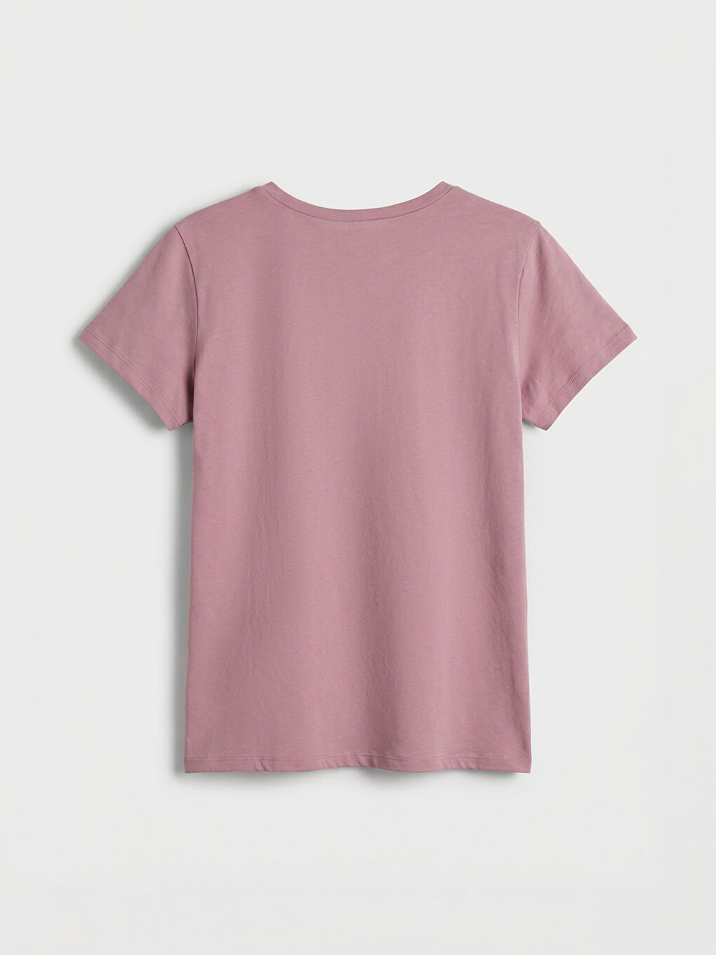 Pembe Bisiklet Yaka Baskılı Kadın Tişört	-1