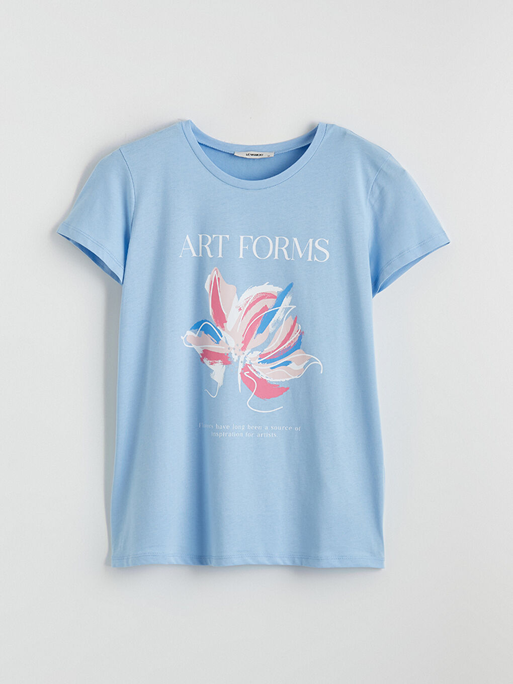 Mavi Bisiklet Yaka Baskılı Kadın Tişört-4