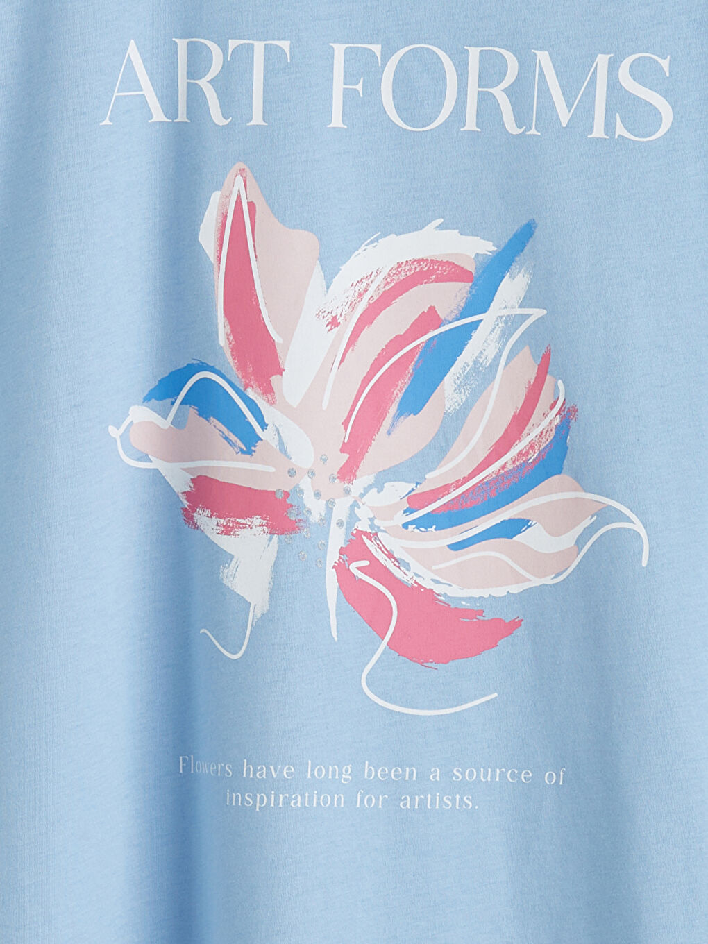 Mavi Bisiklet Yaka Baskılı Kadın Tişört-5