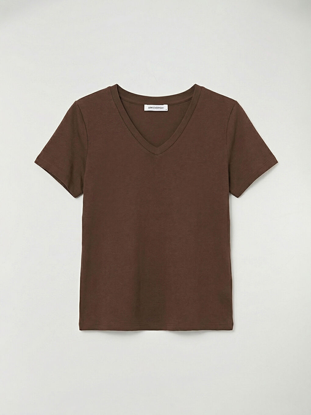 Kahverengi V Yaka Kadın Tişört