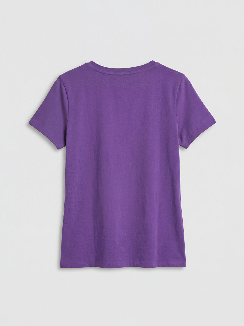 Mor V Yaka Kadın Tişört-1