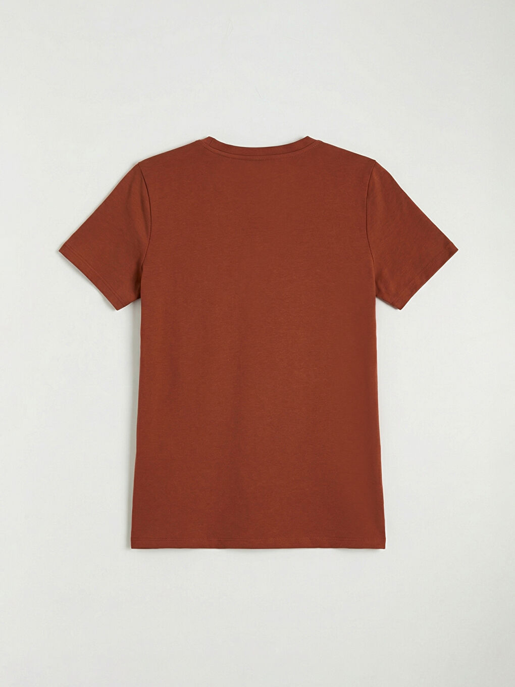 Kahverengi V Yaka Kadın Tişört-1