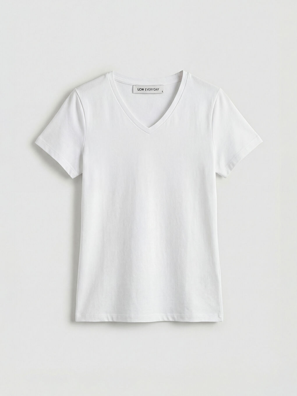Beyaz V Yaka Kadın Tişört