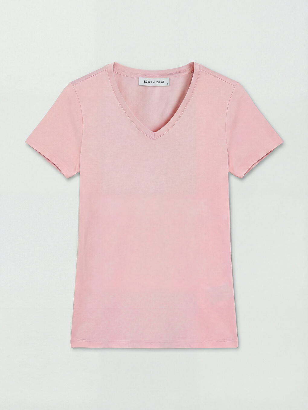 Pembe V Yaka Kadın Tişört