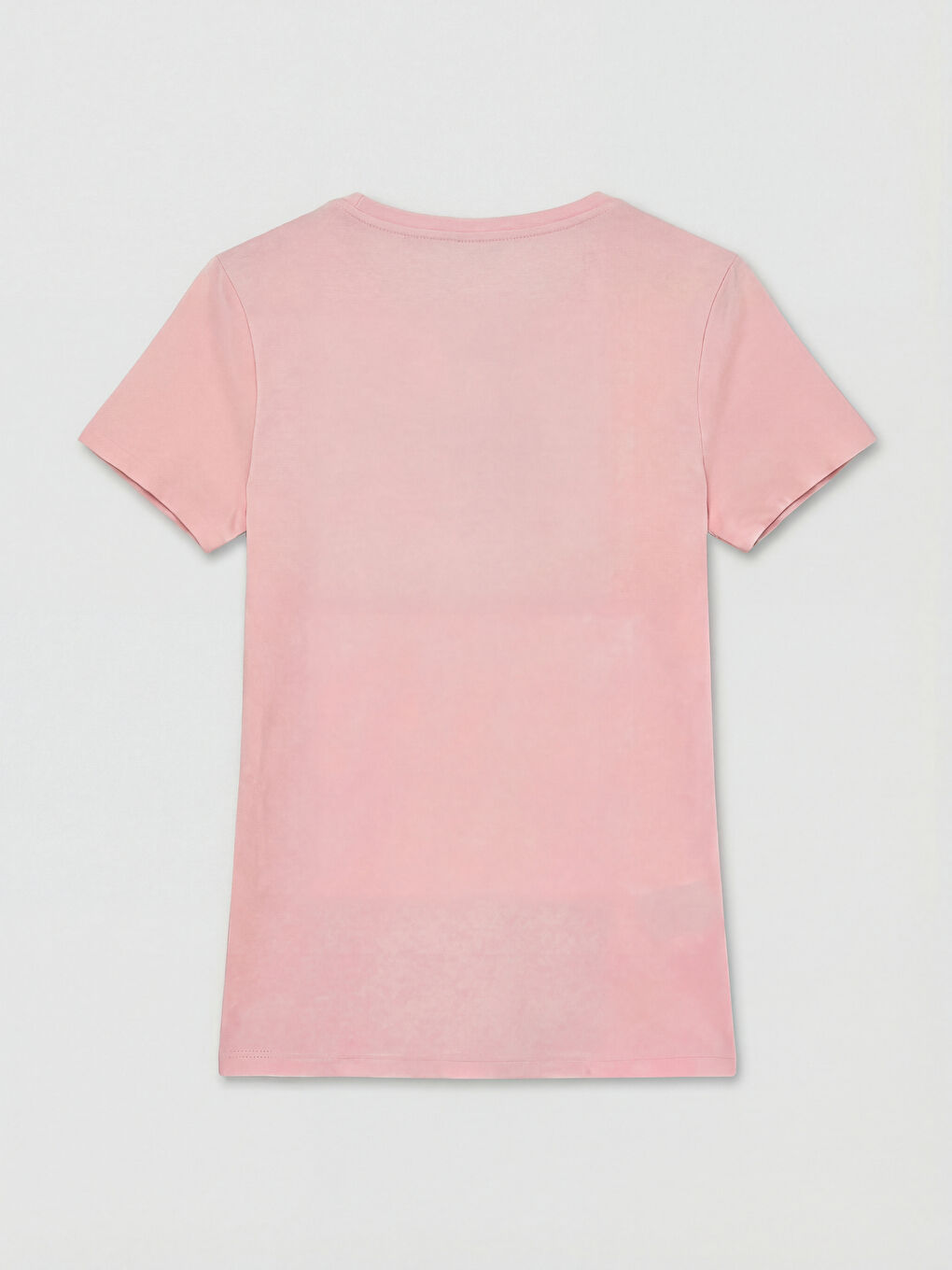 Pembe V Yaka Kadın Tişört-1