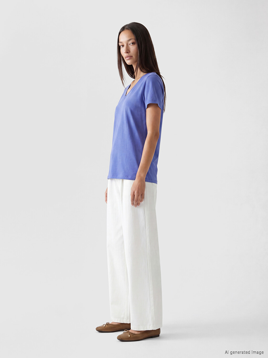V Neck Women's T-shirt-1