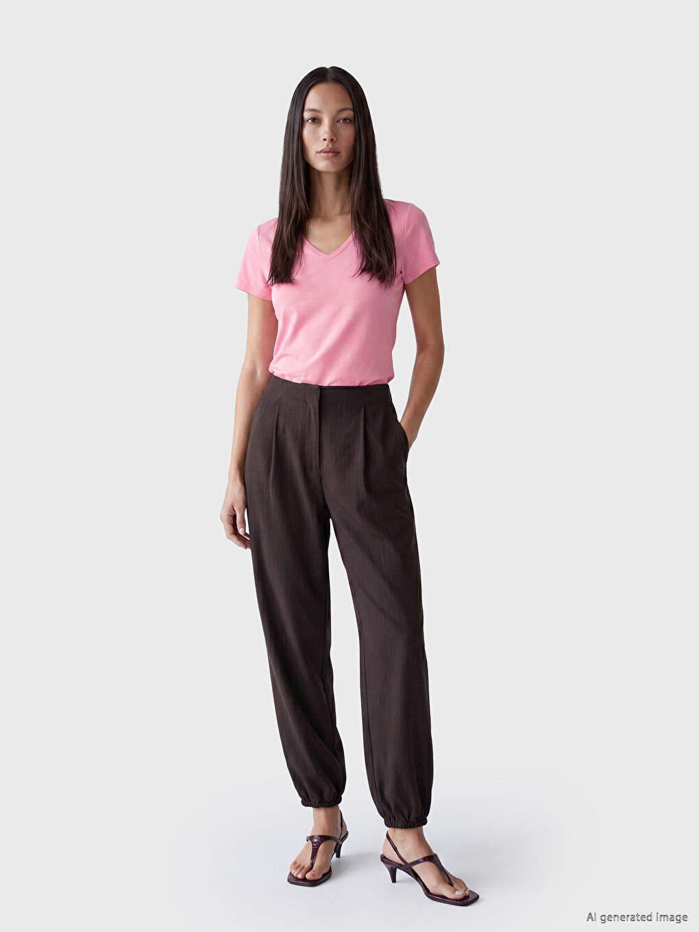 V Neck Women's T-shirt-1