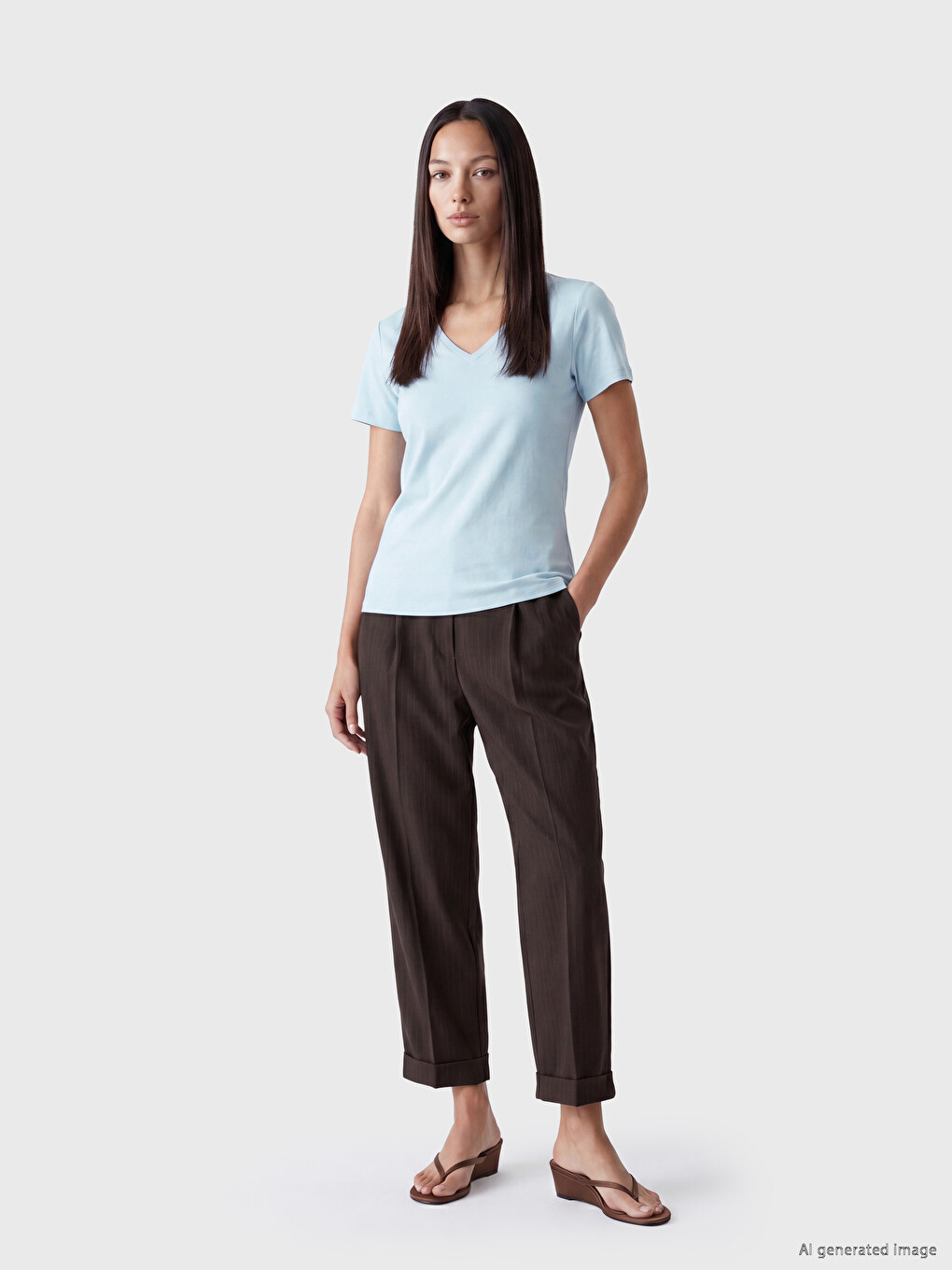 V Neck Women's T-shirt-1