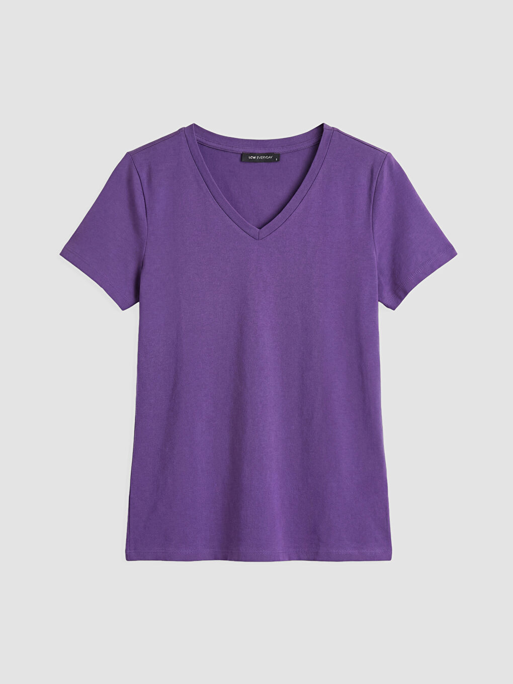 Mor V Yaka Kadın Tişört-4