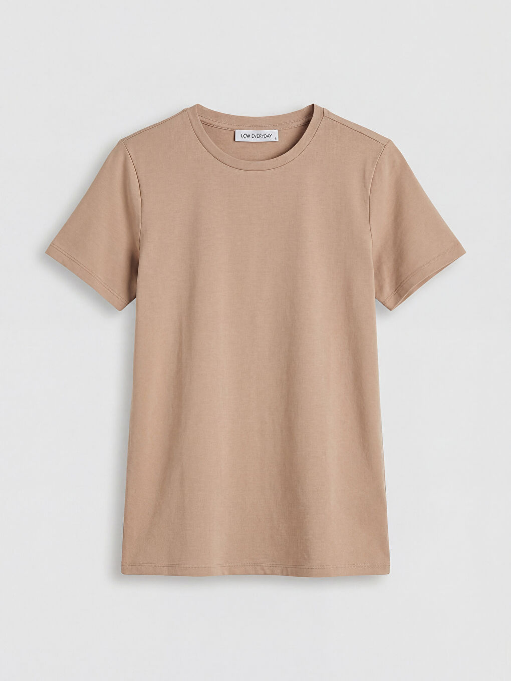 Kahverengi Bisiklet Yaka Kadın Tişört