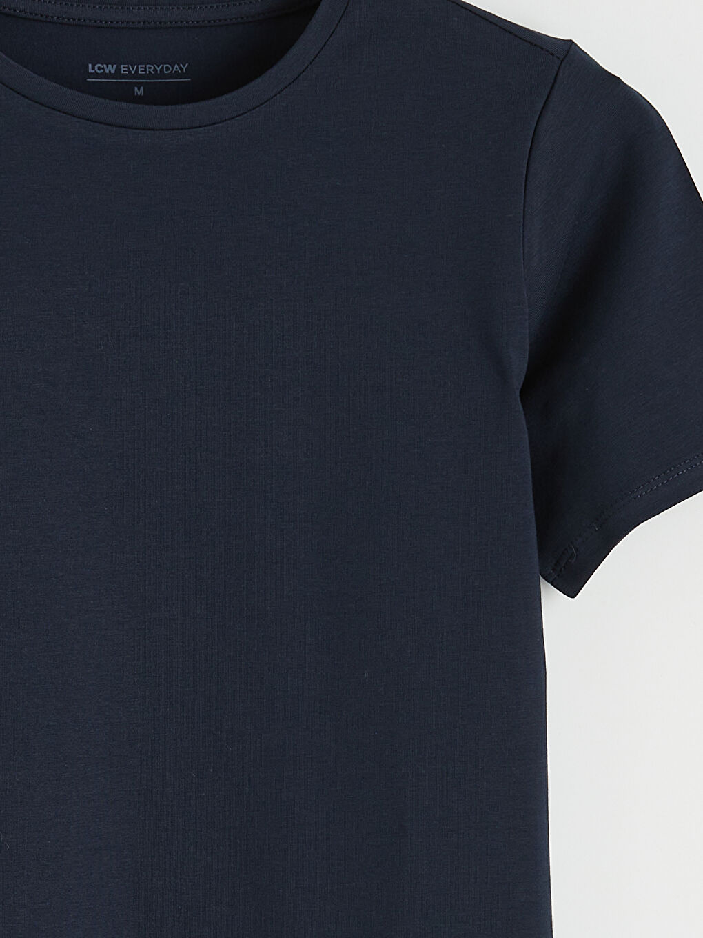 Lacivert Bisiklet Yaka Kadın Tişört-1