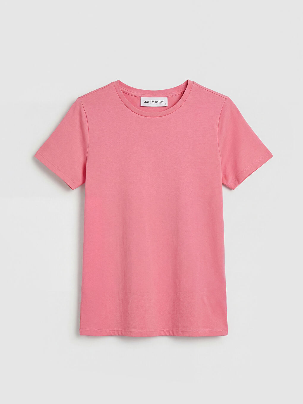 Pembe Bisiklet Yaka Kadın Tişört