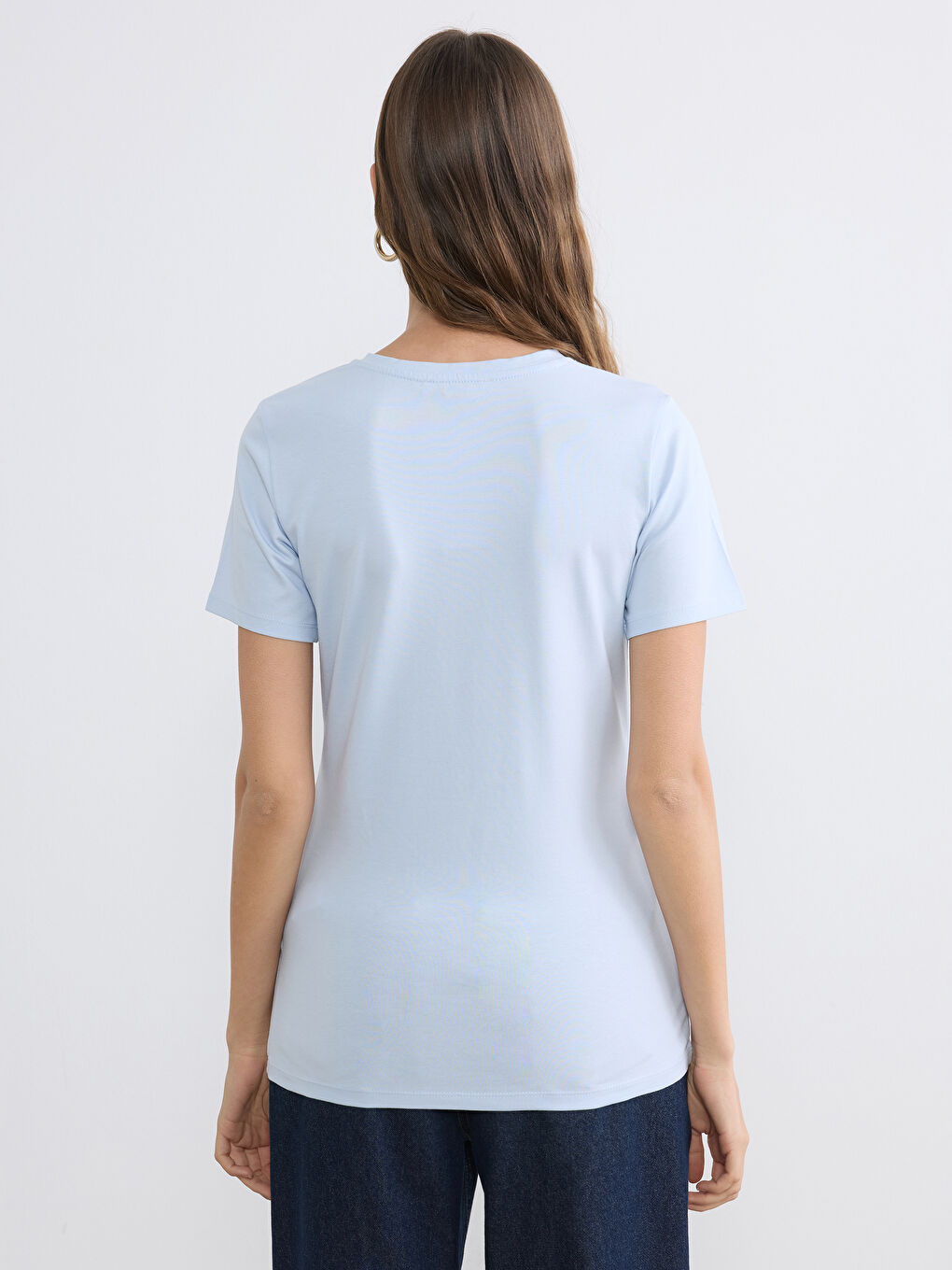 Bisiklet Yaka Kadın Tişört-3