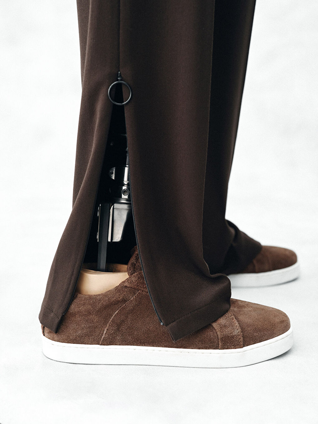 Kahverengi Kolay Giyilebilir Yanı Patlı ve Paçası Fermuarlı Erkek Pantolon-2