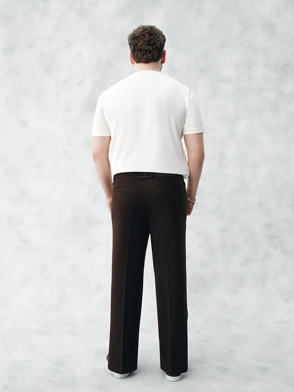 Kahverengi Kolay Giyilebilir Yanı Patlı ve Paçası Fermuarlı Erkek Pantolon-4