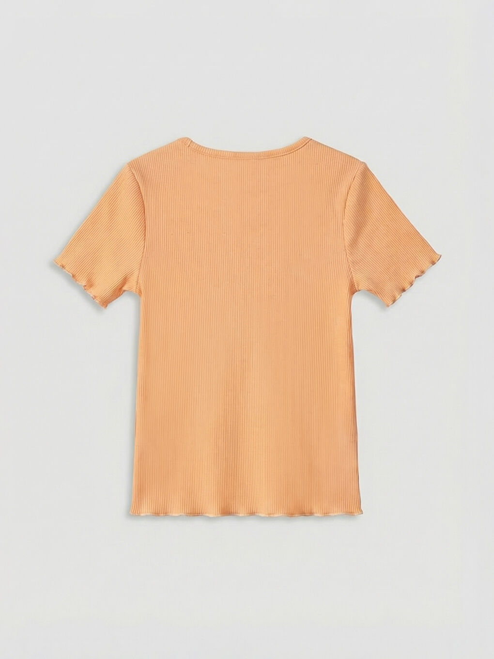 Mercan Bisiklet Yaka Nakışlı Kız Çocuk Tişört-1