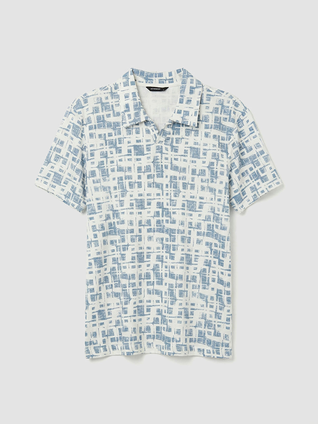 Beyaz Polo Yaka Desenli Pike Erkek Tişört-4