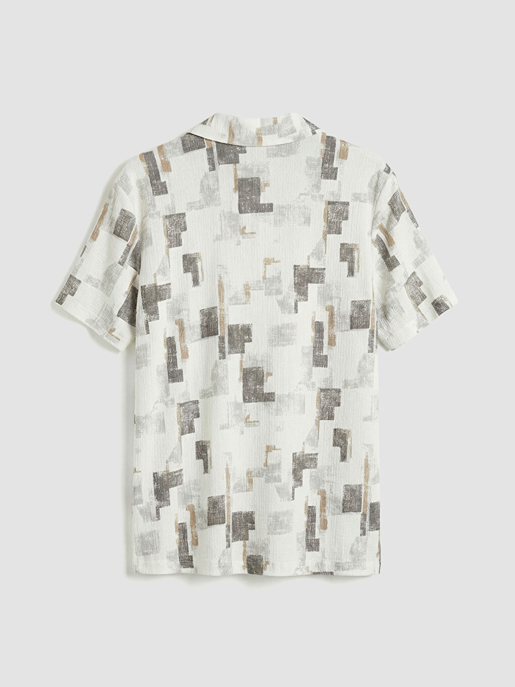 Beyaz Polo Yaka Desenli Penye Erkek Tişört-5