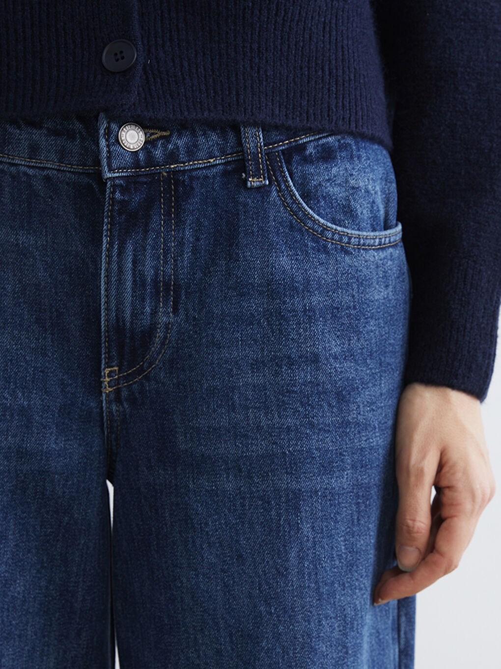 İndigo Wideleg Kadın Jean Pantolon	-2