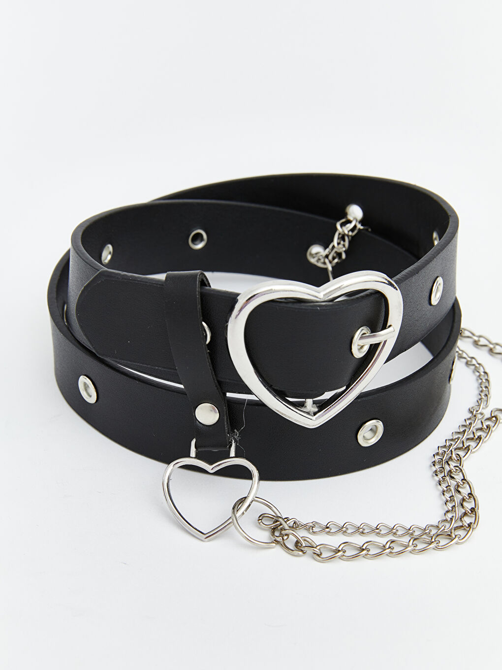 Siyah Deri Görünümlü Kız Çocuk Kemer-3