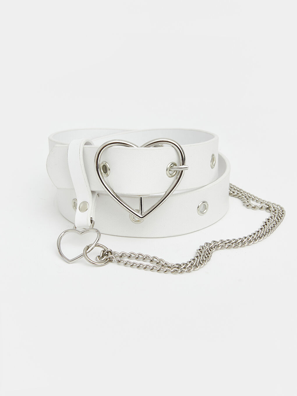 Beyaz Zincir Detaylı Kız Çocuk Kemer