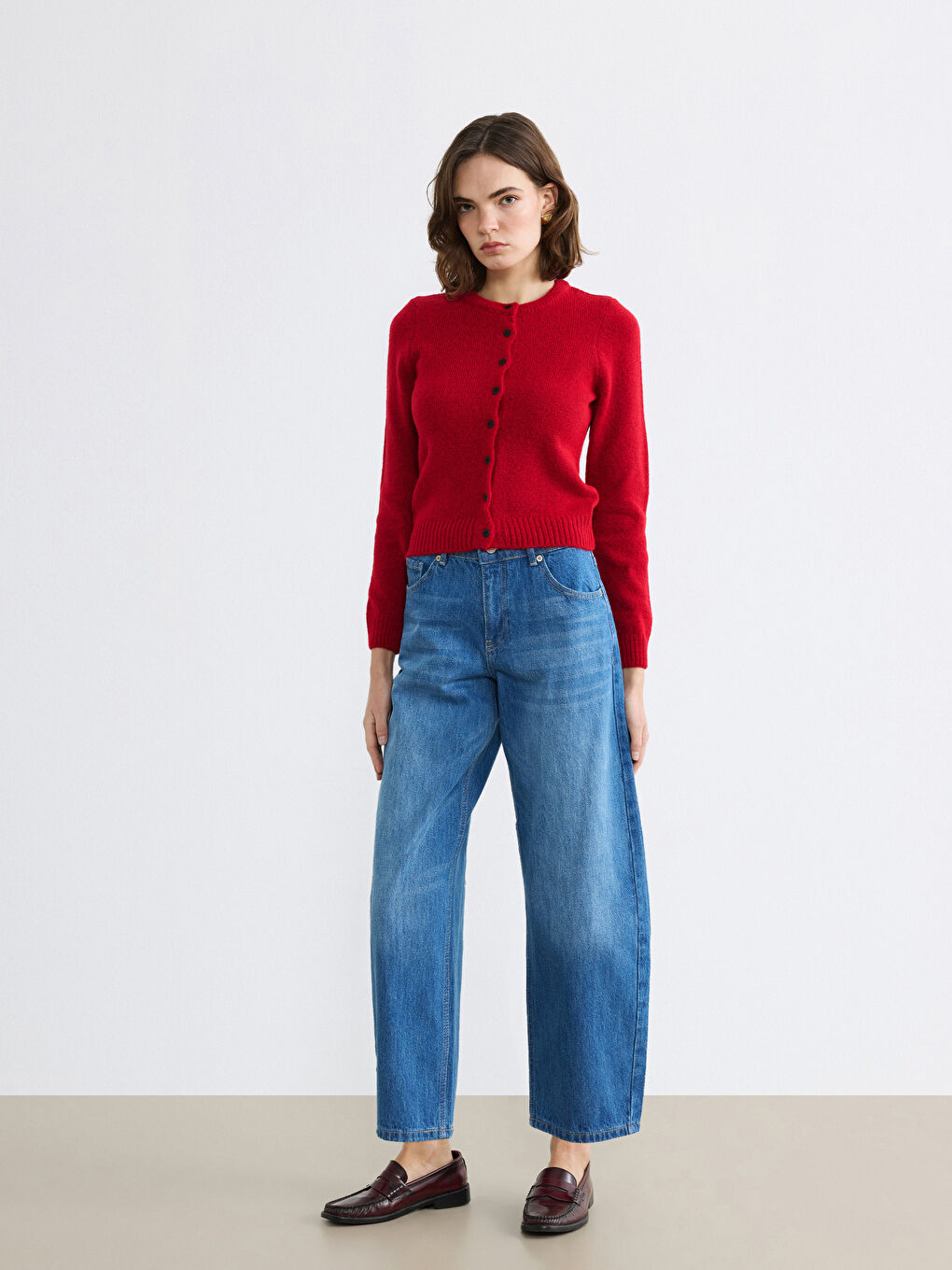 İndigo Barrel Fit Kadın Jean Pantolon	