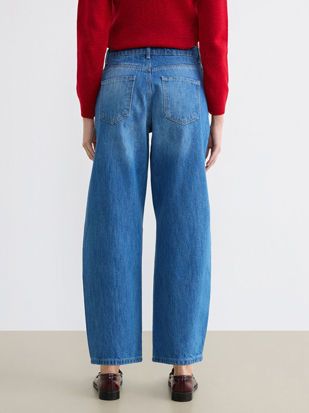 İndigo Barrel Fit Kadın Jean Pantolon	-3