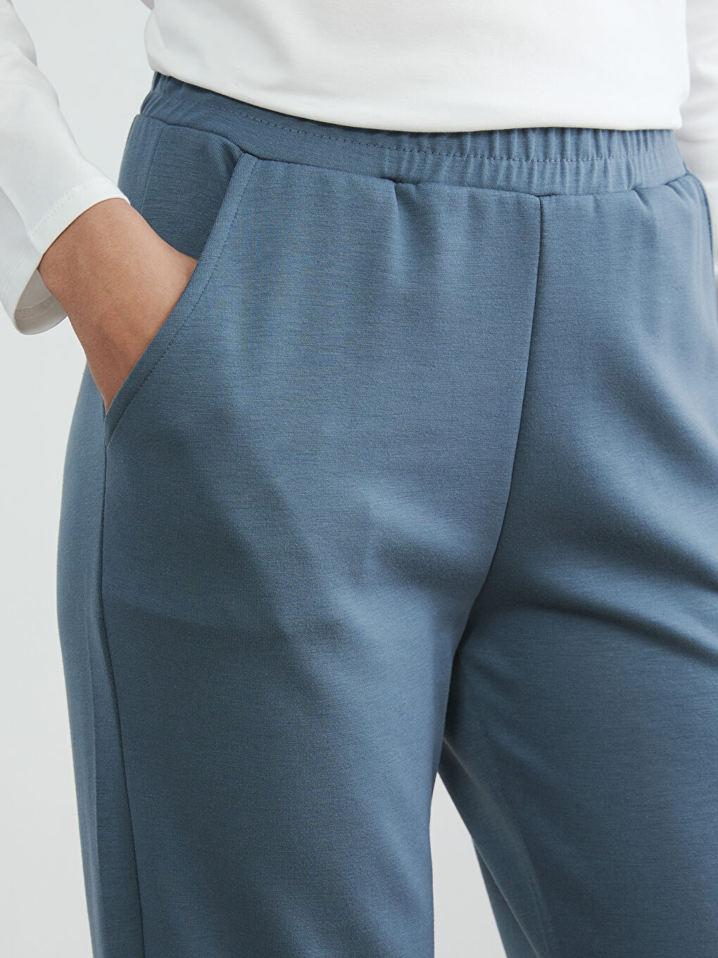 Gri Beli Lastikli Kadın Jogger Eşofman Altı	-3