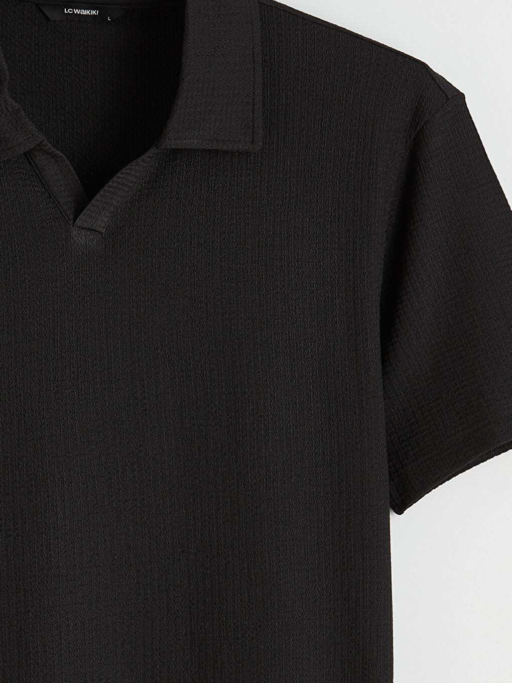 Siyah Polo Yaka Erkek Tişört-5