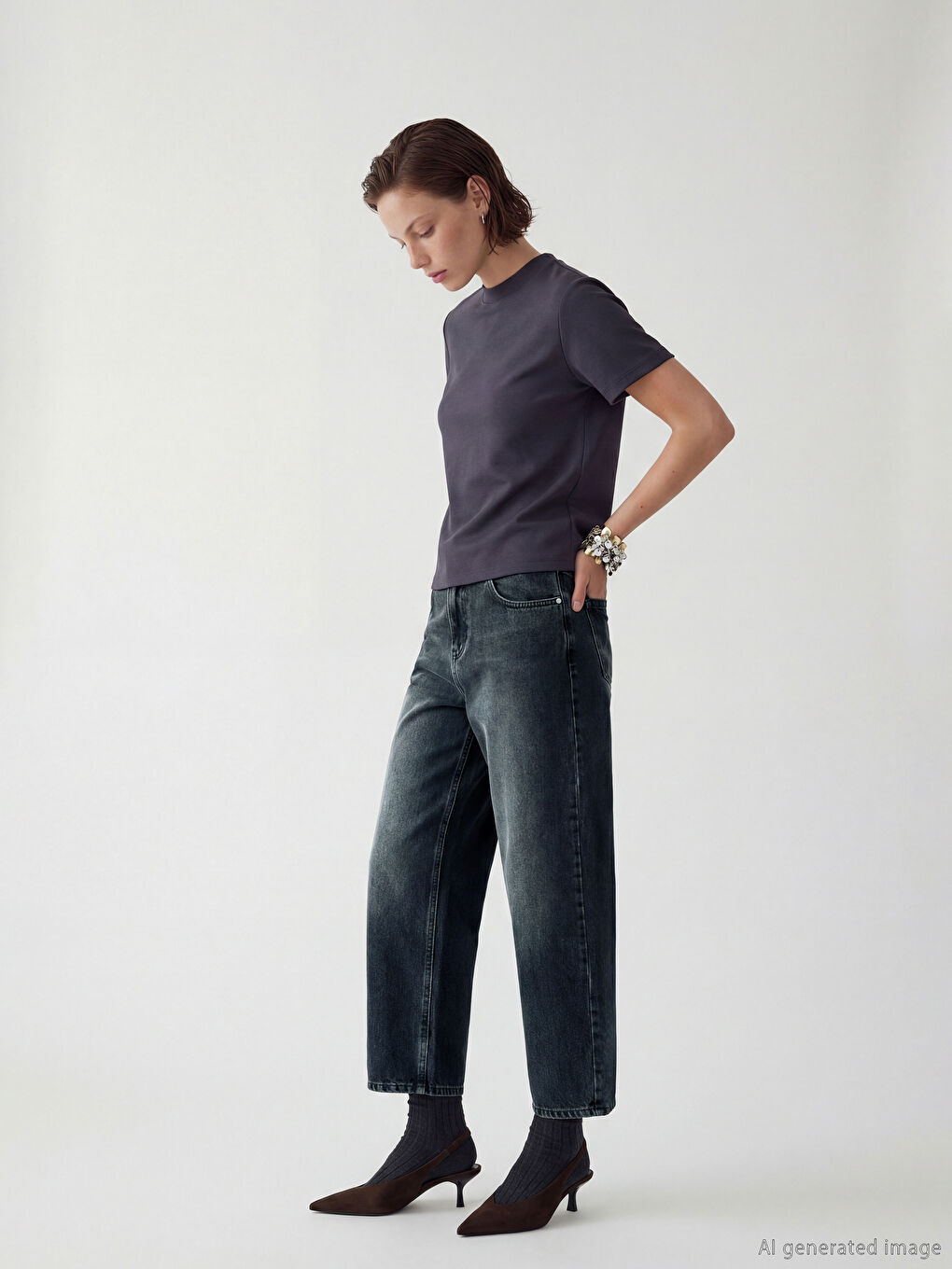 Siyah Barrel Fit Kadın Jean Pantolon