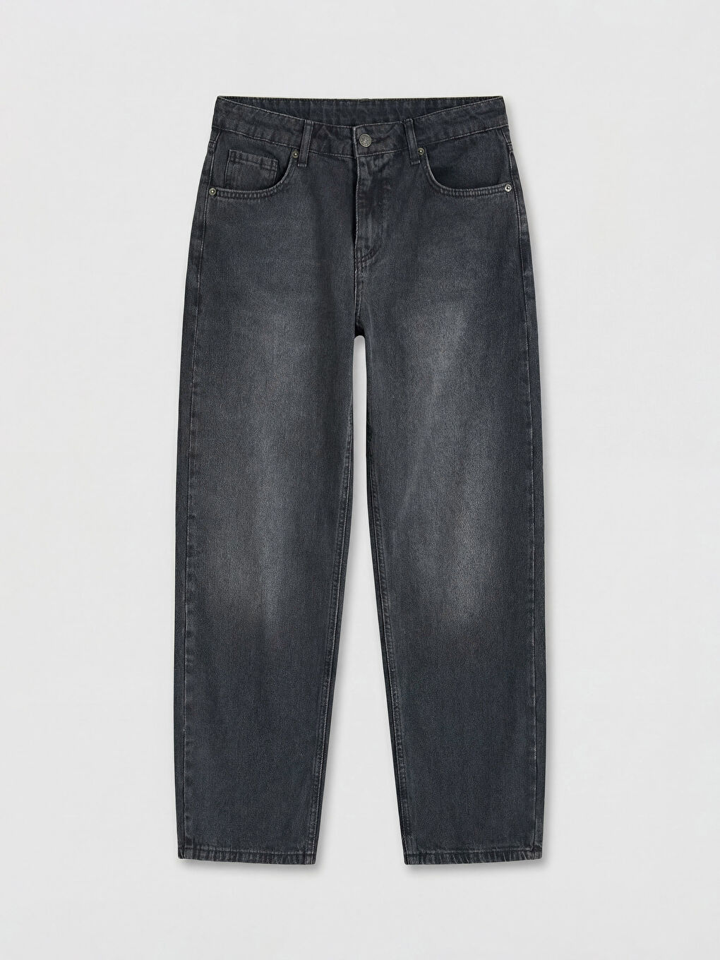 Siyah Barrel Fit Kadın Jean Pantolon-3