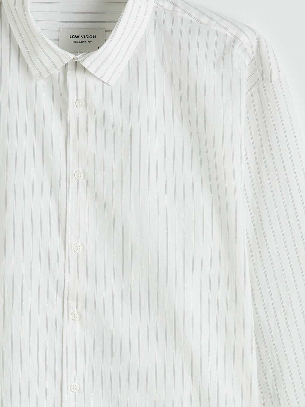 Gri Regular Fit Çizgili Poplin Erkek Gömlek-1