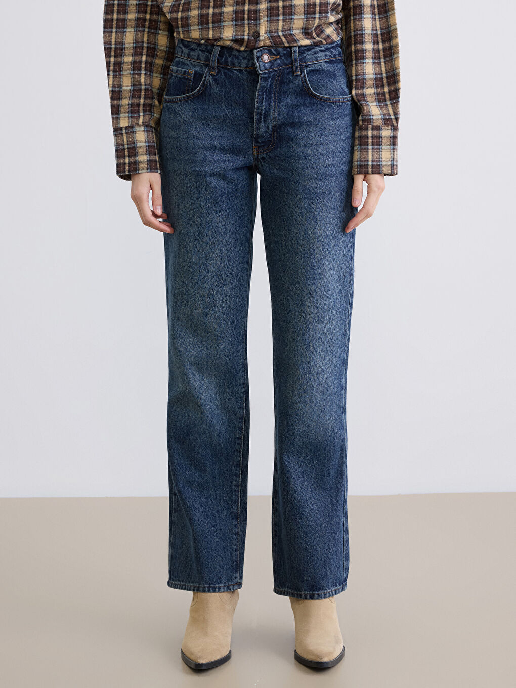 İndigo Straight Fit Kadın Jean Pantolon-1