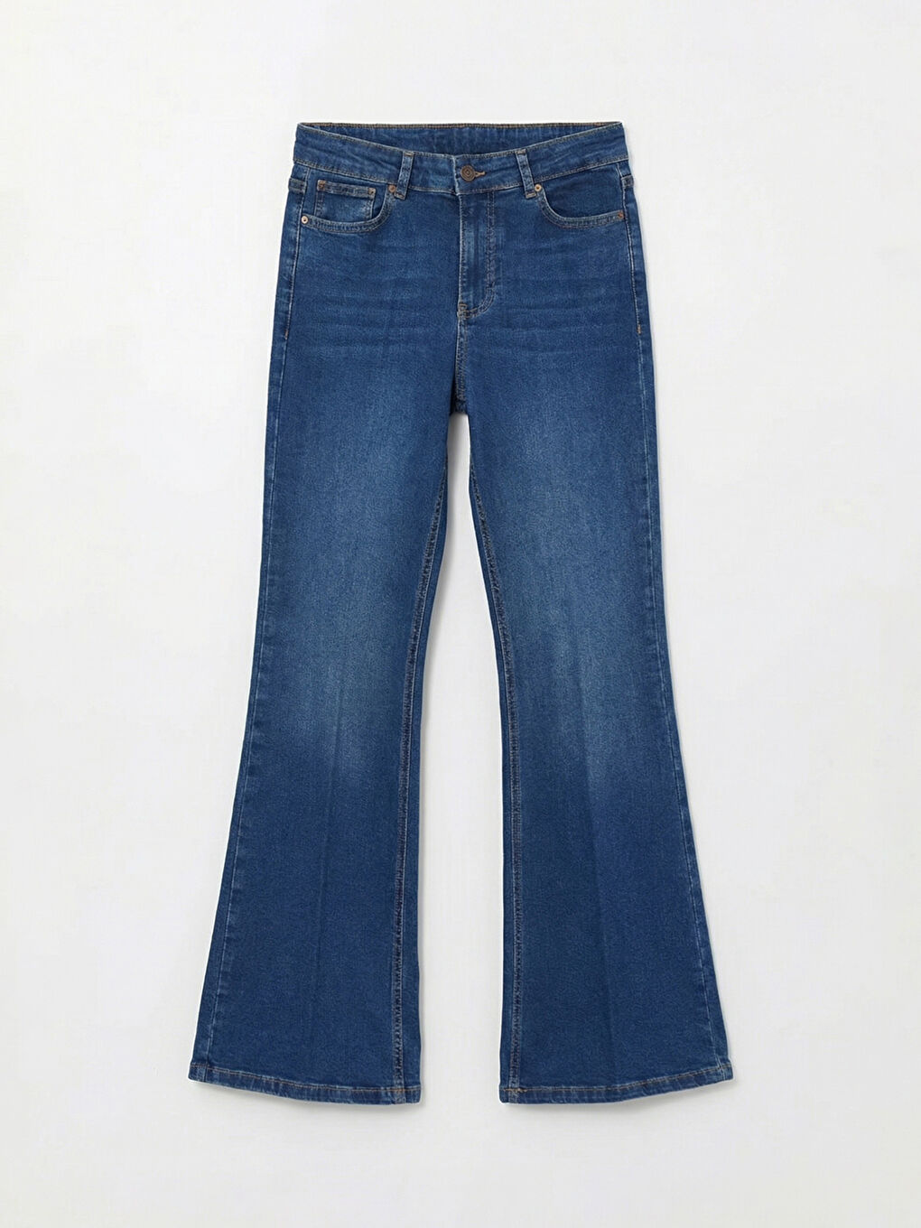 İndigo Yüksek Bel Flare Kadın Jean Pantolon