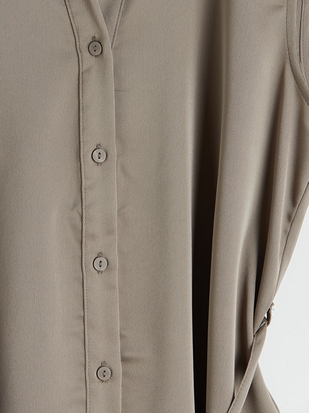 Collared Neck Sash Detailed Satin Women's Blouse-6