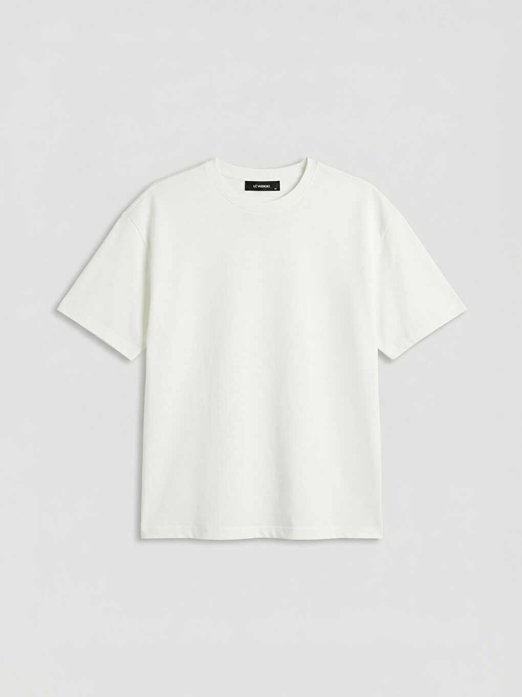 Beyaz Bisiklet Yaka Erkek Tişört-4