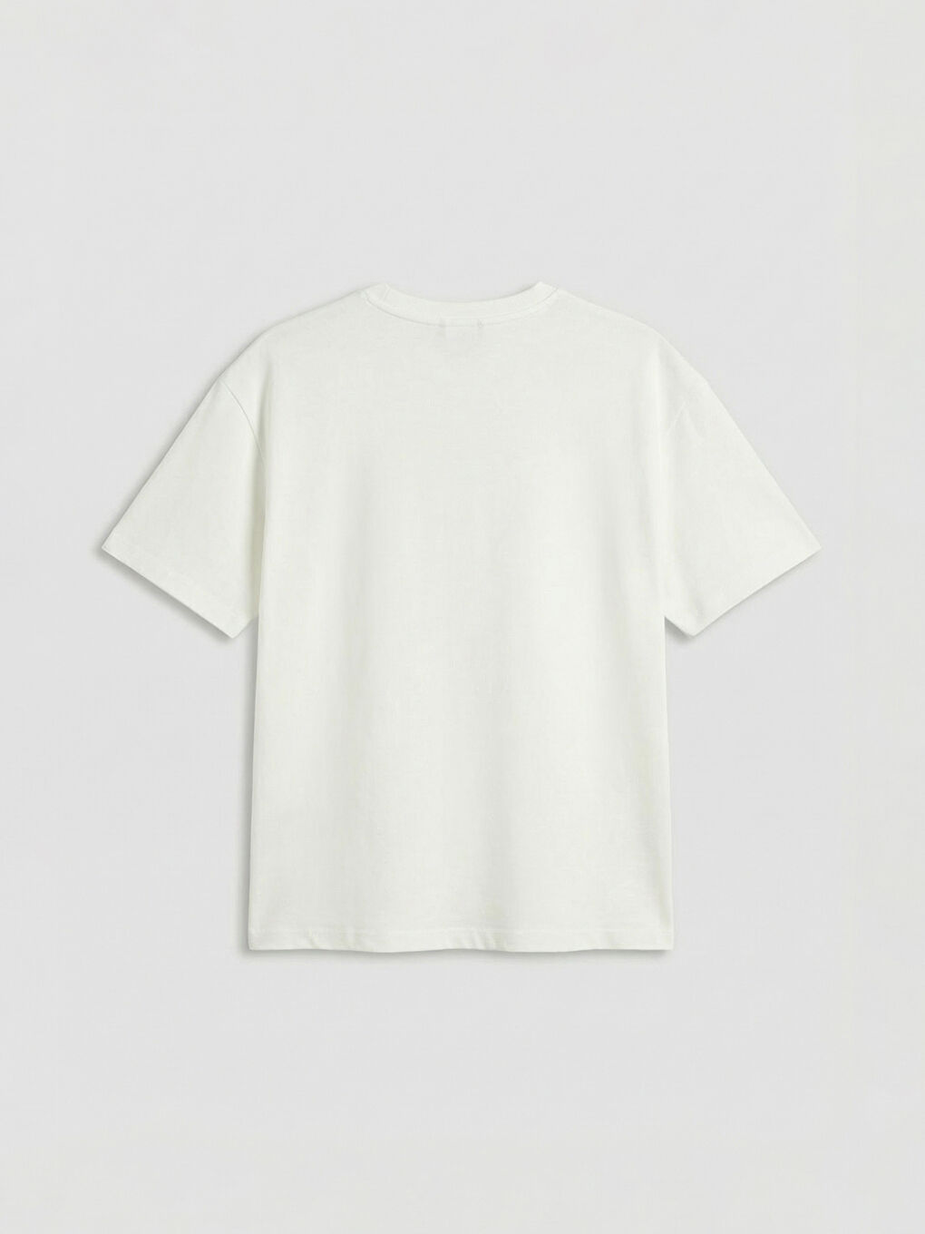 Beyaz Bisiklet Yaka Erkek Tişört-5