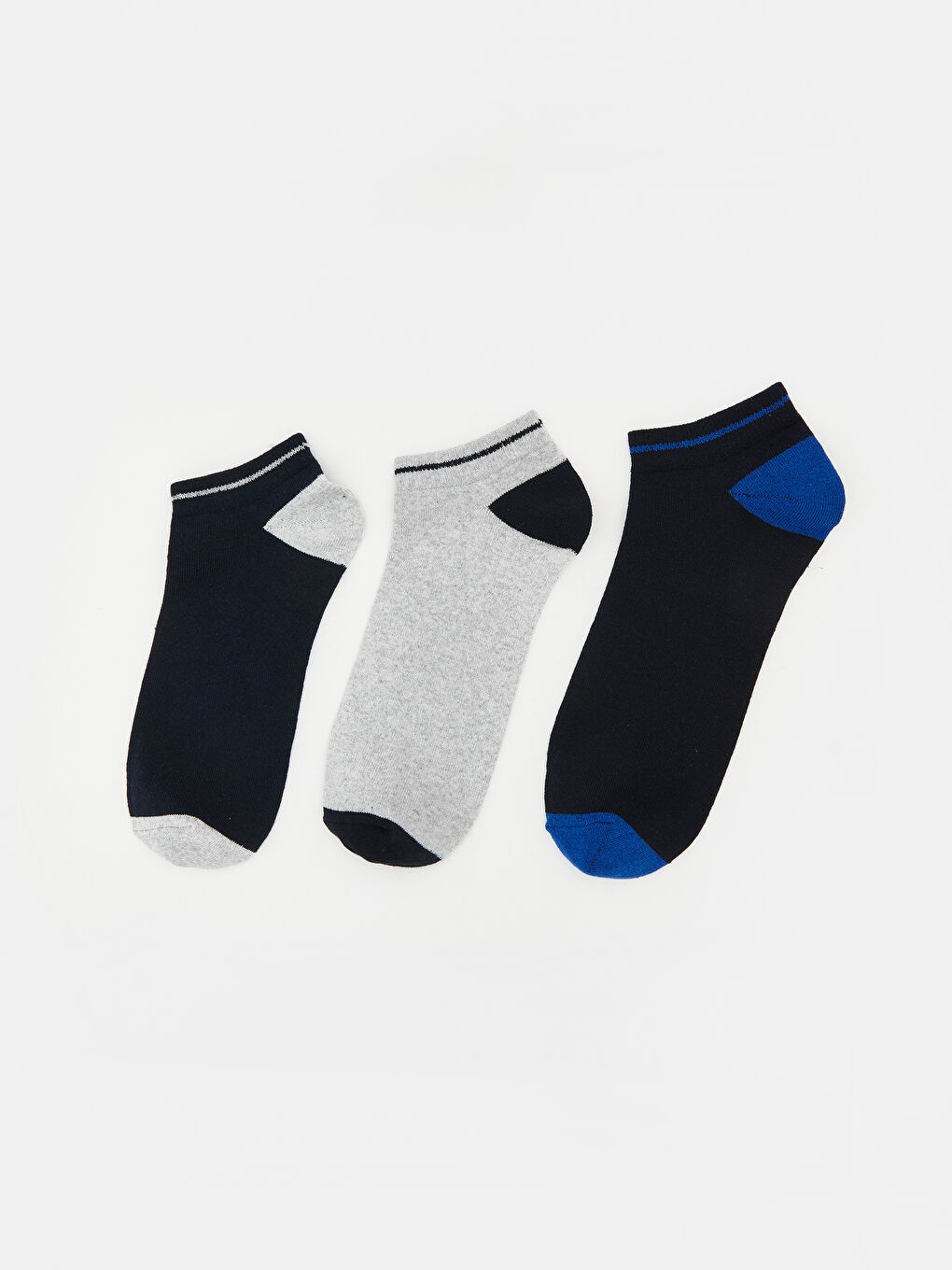 Lacivert Desenli Erkek Patik Çorap 3'lü 