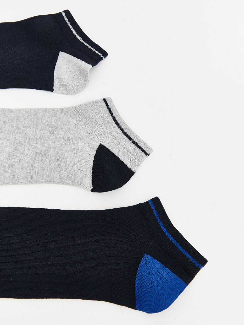 Lacivert Desenli Erkek Patik Çorap 3'lü -1