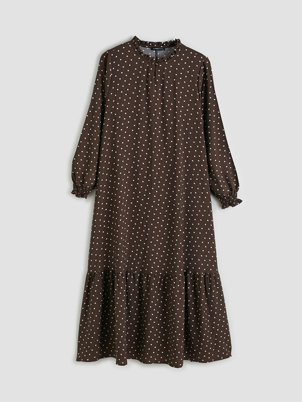 Kahverengi Hakim Yaka Puantiyeli A Kesim Elbise