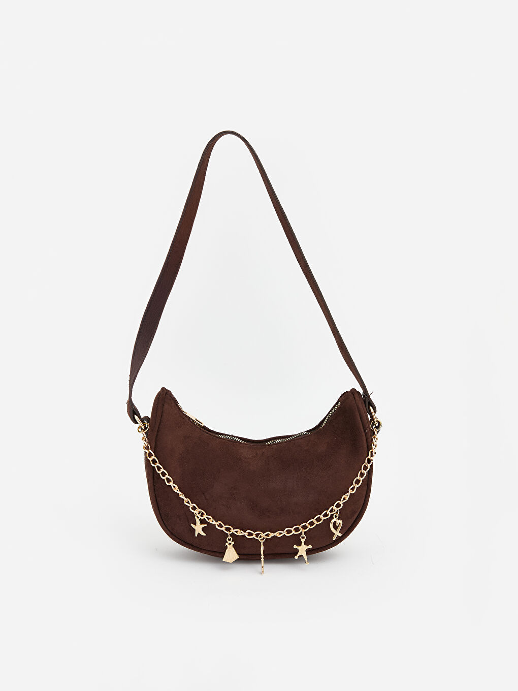 Kahverengi Süet Görünümlü Kadın Omuz Çantası