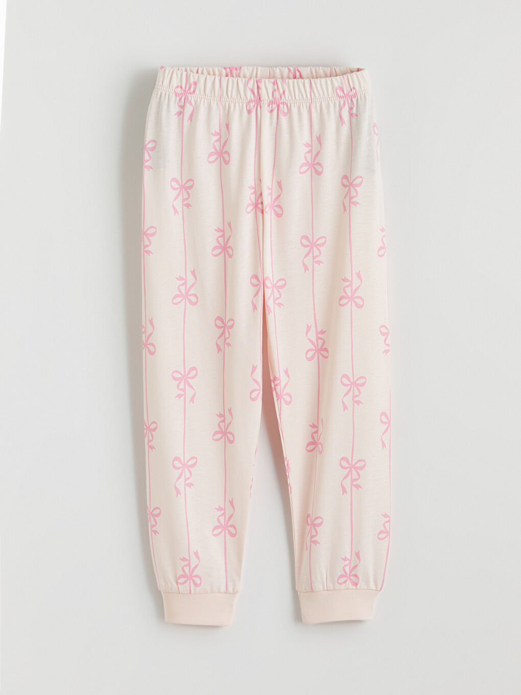 Pembe Beli Lastikli Desenli Kız Çocuk Pijama Alt