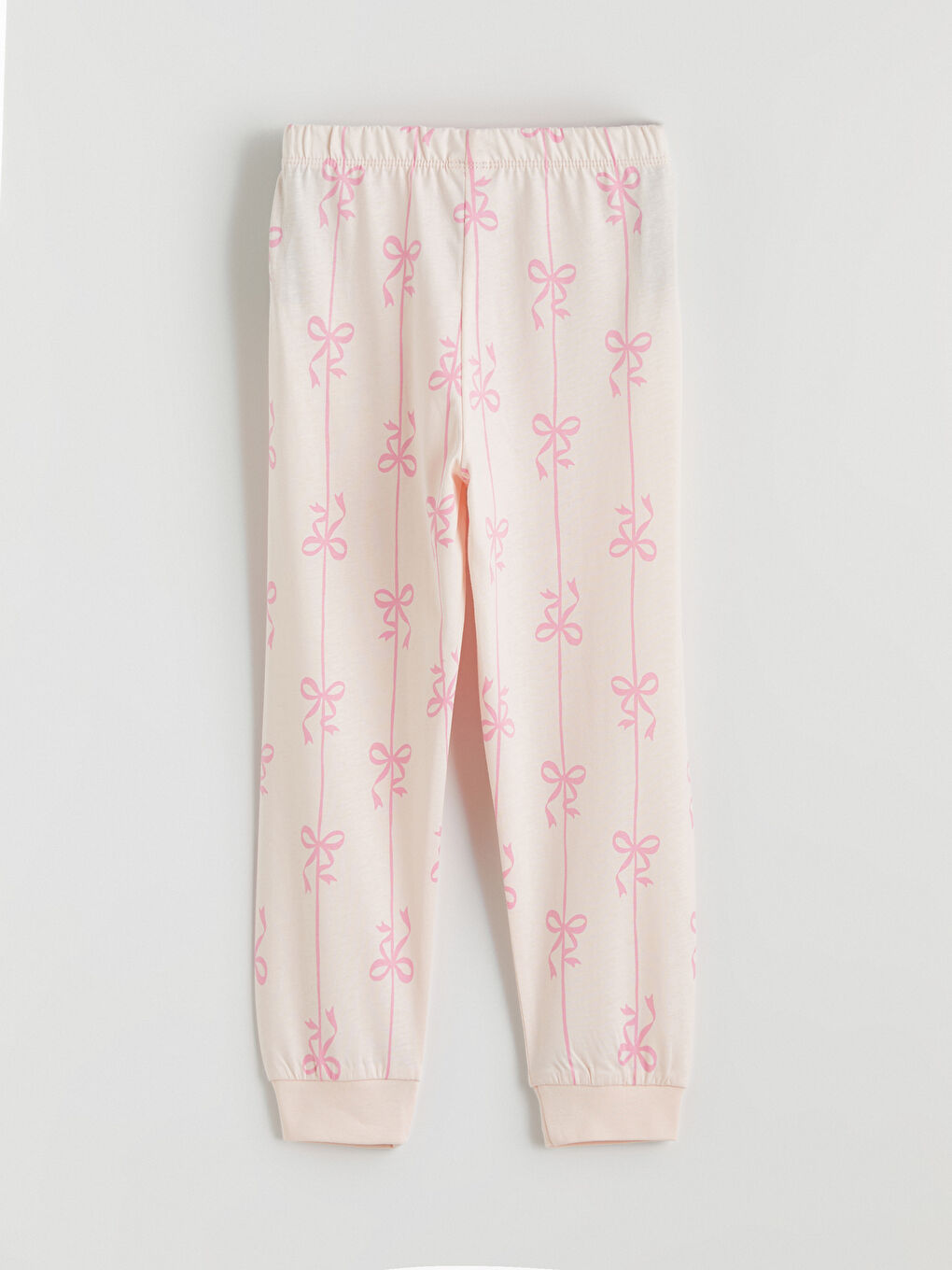 Pembe Beli Lastikli Desenli Kız Çocuk Pijama Alt-1