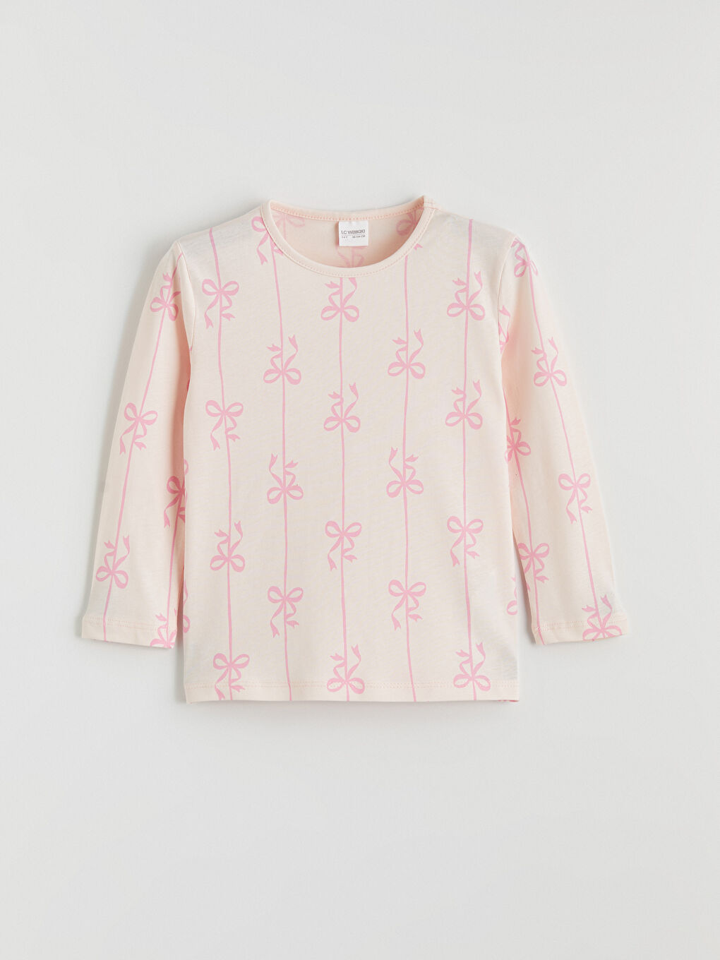 Pembe Fiyonk Desenli Kız Çocuk Pijama Takımı-1